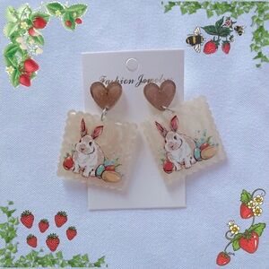 Cute Easter Bunny Resin Earrings 🐰🤍🧺